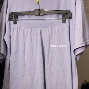 Misguided blue oversized shirt and biker shorts